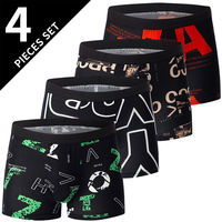 Sous-vêtements College à la mode pour adolescents, boxers respirants à l'entrejambe, confortables, grande taille jusqu'à 6XL, 4 pièces 1